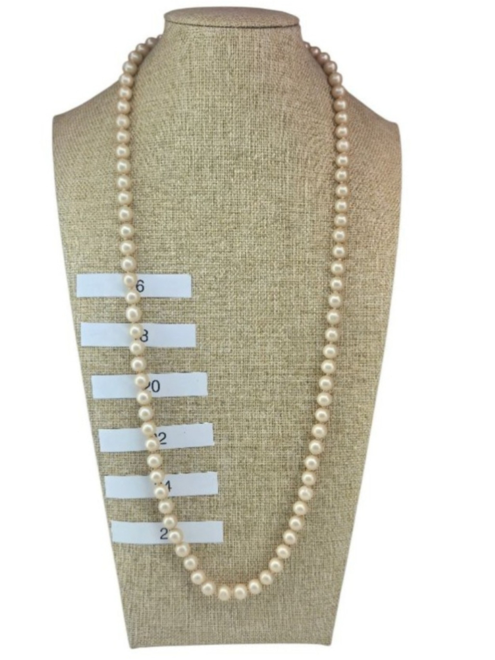 Vintage Monet Necklace Long Knotted Cream Pearl Glass Beaded Hidden Closure